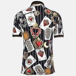 Pre Owned Dolce & Gabbana Multicolor Cards Print Cotton Polo T-Shirt S