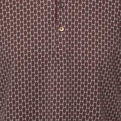 Pre Owned Dolce & Gabbana Brown Printed Cotton Polo T-Shirt XL