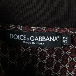 Pre Owned Dolce & Gabbana Brown Printed Cotton Polo T-Shirt XL