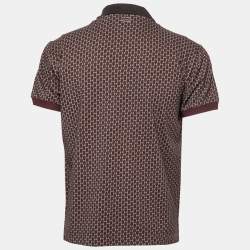 Pre Owned Dolce & Gabbana Brown Printed Cotton Polo T-Shirt XL