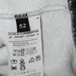 Pre Owned هودي دولتشي أند غابانا قطن رصاصي مطبوع برباط مقاس كبير جداً