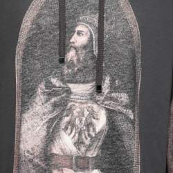 Pre Owned هودي دولتشي أند غابانا قطن رصاصي مطبوع برباط مقاس كبير جداً