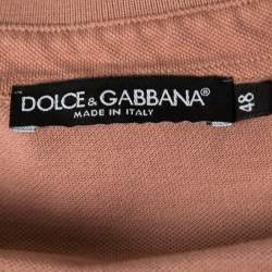 Pre Owned Dolce & Gabbana Peach Cotton Pique Polo T-Shirt M
