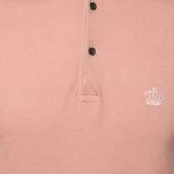 Pre Owned Dolce & Gabbana Peach Cotton Pique Polo T-Shirt M