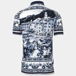 Pre Owned Dolce & Gabbana Navy Blue Cotton Pique Polo T-Shirt S
