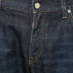 Pre Owned Dolce & Gabbana 14 Gold Navy Blue Denim Straight Leg Jeans XL Waist 37"