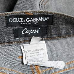 Pre Owned Dolce & Gabbana Grey Denim Capri Slim Jeans S Waist 31"