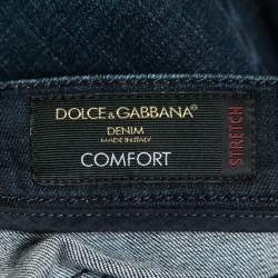 مملوكة مسبقًا بنطلون جينز دولتشي أند غابانا دينم أزرق داكن قصة سترتش مريحة مقاس صغير - سمول الخصر 32"