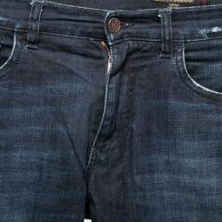 مملوكة مسبقًا بنطلون جينز دولتشي أند غابانا دينم أزرق داكن قصة سترتش مريحة مقاس صغير - سمول الخصر 32"