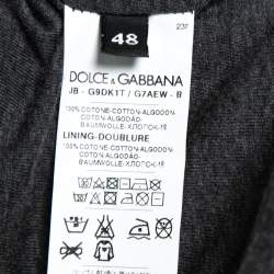 Pre Owned Dolce & Gabbana Black Medieval Armor Print Cotton  Zip Front Hoodie M