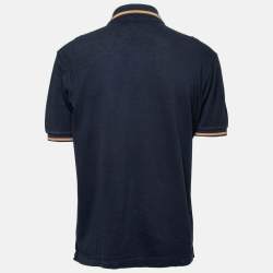 Pre Owned Dolce & Gabbana Navy Blue Cotton Pique Logo Embroidered Polo T-Shirt XL
