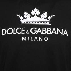 Pre Owned تي شيرت دولتشي أند غابانا قطن أسود بالشعار التاج مقاس كبير - لارج