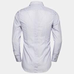 مملوكة مسبقًا قميص دولتشي أند غابانا غولد ليبل قطن مخطط أحمر/أزرق بأزرار أمامية مقاس صغير - سمول