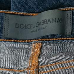 Pre Owned بنطلون جينز دولتشي أند غابانا 16 دينم أزرق نمط ممزق كلاسيك فيت مقاس متوسط - ميديوم الخصر 32" 