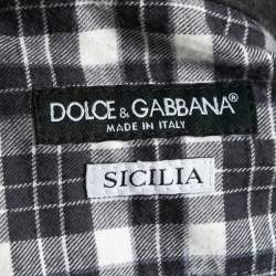 Pre Owned Dolce & Gabbana Grey Tartan Sicilia Button Down Shirt M