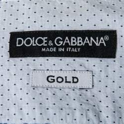 Pre Owned قميص دولتشي أند غابانا غولد ليبل قطن أزرق فاتح منقو بأزرار مقاس كبير - لارج