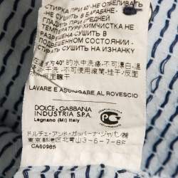 Pre Owned قميص دولتشي أند غابانا غولد ليبل قطن أزرق فاتح منقو بأزرار مقاس كبير - لارج