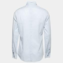 Pre Owned قميص دولتشي أند غابانا غولد ليبل قطن أزرق فاتح منقو بأزرار مقاس كبير - لارج