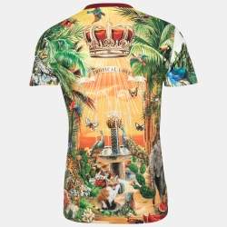 Pre Owned Dolce & Gabbana Multicolor Giardino Printed Cotton Crewneck T-Shirt M