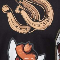 مملوكة مسبقًا Dolce & Gabbana Black Western Print Cotton Crewneck T-Shirt S