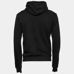 مملوكة مسبقًا Dolce & Gabbana Black Cotton Hooded Zip Front Jacket L