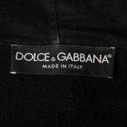 مملوكة مسبقًا Dolce & Gabbana Black Cotton Hooded Zip Front Jacket L