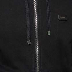 مملوكة مسبقًا Dolce & Gabbana Black Cotton Hooded Zip Front Jacket L