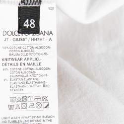 Pre Owned Dolce & Gabbana White Printed Cotton Short Sleeve T-Shirt M