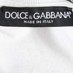 Pre Owned Dolce & Gabbana White Printed Cotton Short Sleeve T-Shirt M