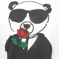 Pre Owned Dolce & Gabbana White Printed Cotton Short Sleeve T-Shirt M