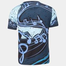 مملوكة مسبقًا Dolce & Gabbana Blue Printed Cotton Short Sleeve T-Shirt M