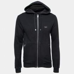 Pre Owned Dolce & Gabbana Black Cotton Zip-Front Hoodie M   