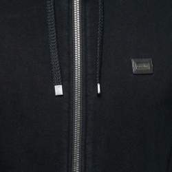 Pre Owned Dolce & Gabbana Black Cotton Zip-Front Hoodie M   