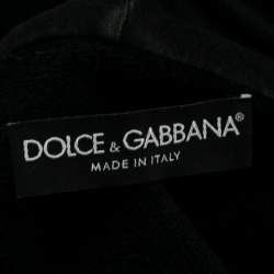 Pre Owned Dolce & Gabbana Black Cotton Zip-Front Hoodie M   
