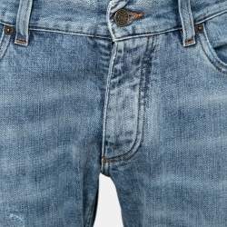 Pre Owned Dolce & Gabbana Blue Denim Classic 16 Distressed Jeans Waist 34"