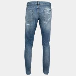 Pre Owned Dolce & Gabbana Blue Denim Classic 16 Distressed Jeans Waist 34"
