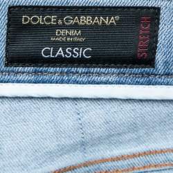 Pre Owned Dolce & Gabbana Light Blue Distressed Denim Classic Stretch Jeans S Waist 31"   