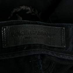 Pre Owned Dolce & Gabbana Black Denim 14 Gold Jeans M Waist 34"   