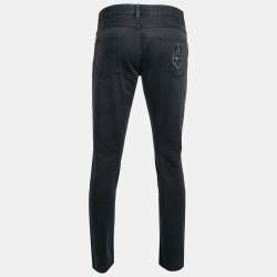 Pre Owned Dolce & Gabbana Black Denim 14 Gold Jeans M Waist 34"   