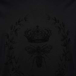 Pre Owned Dolce & Gabbana Black Floral Bee Flock Print Cotton Crew Neck T-Shirt 4XL