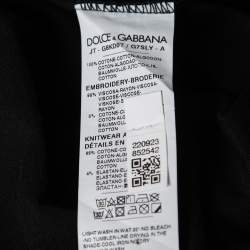 Pre Owned Dolce & Gabbana Black Heart-Embroidered Cotton T-Shirt S  