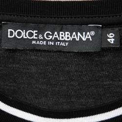 Pre Owned Dolce & Gabbana Black Heart-Embroidered Cotton T-Shirt S  