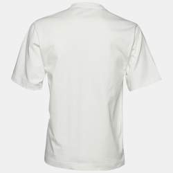 Pre Owned Dolce & Gabbana White Logo Printed Cotton Knit T-Shirt XS