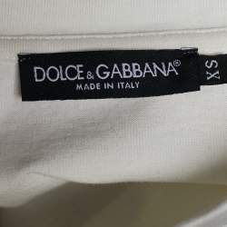 Pre Owned Dolce & Gabbana White Logo Printed Cotton Knit T-Shirt XS