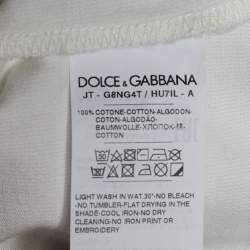 Pre Owned Dolce & Gabbana White Logo Printed Cotton Knit T-Shirt XS