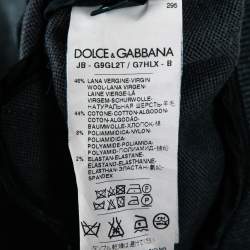 مملوكة مسبقًا Dolce & Gabbana Black Wool Contrast Trimmed Zip Front Jacket XXL