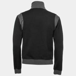 مملوكة مسبقًا Dolce & Gabbana Black Wool Contrast Trimmed Zip Front Jacket XXL