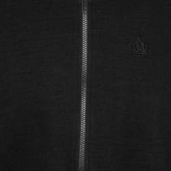 مملوكة مسبقًا Dolce & Gabbana Black Wool Contrast Trimmed Zip Front Jacket XXL