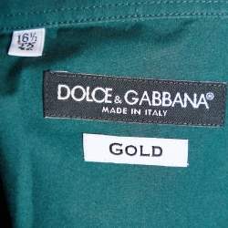 Pre Owned Dolce & Gabbana Green Armour Print Cotton Gold Fit Shirt XL