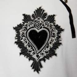 مملوكة مسبقًا Dolce & Gabbana White Cotton Lace Trim Hooded Sweatshirt S